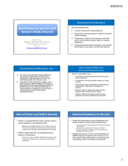 Best Practices for Eye Care Staff Related to Medical Records