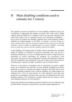 Appendix H: Main disabling conditions used to estimate tier 3 criteria
