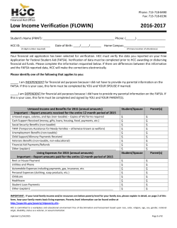 Low Income Verification (FLOWIN) 2016-2017