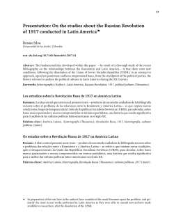 Presentation: On the studies about the Russian Revolution of 1917