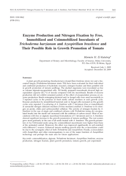 Enzyme Production and Nitrogen Fixation by Free, Immobilized and