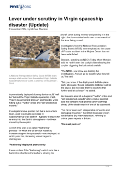 Lever under scrutiny in Virgin spaceship disaster (Update)