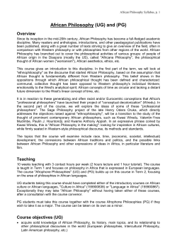 African Philosophy - The American Philosophical Association