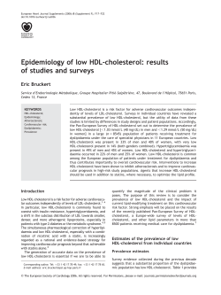 Epidemiology of low HDL-cholesterol: results of studies and surveys