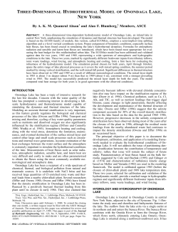 three-dimensional hydrothermal model of onondaga lake, new york
