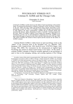 Psychology Strikes Out: Coleman R. Griffith and the