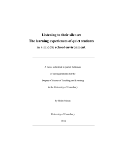 Listening to their silence: The learning experiences of quiet students