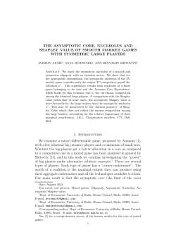 THE ASYMPTOTIC CORE, NUCLEOLUS AND SHAPLEY VALUE