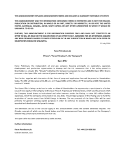 Open Offer and Notice of General Meeting