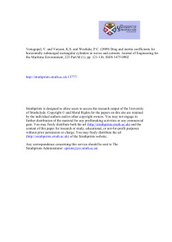 Drag and inertia coefficients for horizontally submerged rectangular c