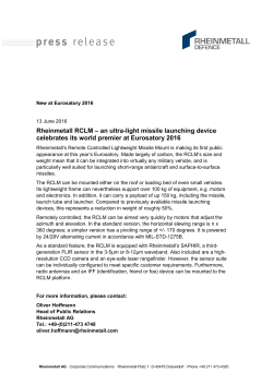 Rheinmetall RCLM – an ultra-light missile launching device