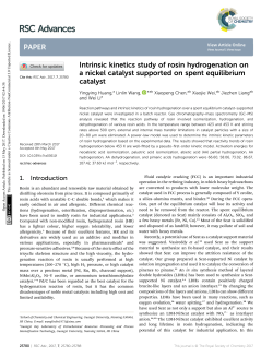 Intrinsic kinetics study of rosin hydrogenation on a nickel catalyst