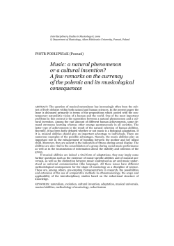 Music: a natural phenomenon or a cultural invention? A few remarks