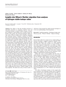 Insights into Wilson`s Warbler migration from analyses of hydrogen