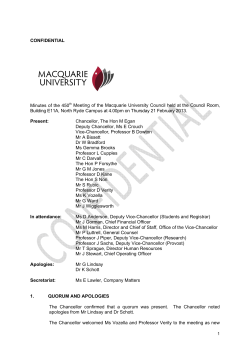 CONFIDENTIAL Minutes of the 450th Meeting of the Macquarie