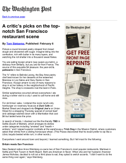 A critic`s picks on the top-notch San Francisco