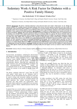Sedentary Work-A Risk Factor for Diabetes with a Positive Family