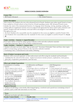 French Advanced - International Community School of Addis Ababa
