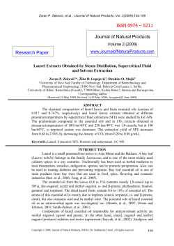 Laurel Extracts Obtained by Steam Distillation, Supercritical Fluid