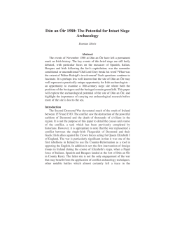 D&uacute;n an &Oacute;ir 1580: The Potential for Intact Siege Archaeology