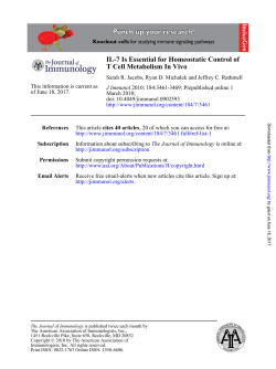T Cell Metabolism In Vivo IL-7 Is Essential for Homeostatic Control of