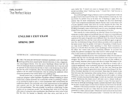 Essay One: "The Perfect Voice"