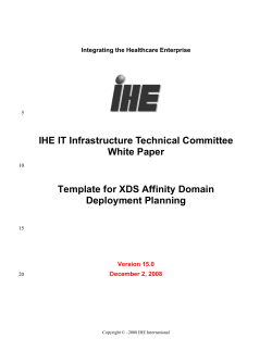 Template for XDS Affinity Domain Deployment Planning