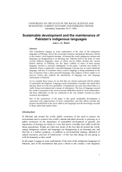 Sustainable development and the maintenance of Pakistan`s