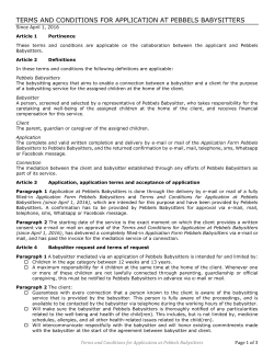 terms and conditions for application at pebbels babysitters