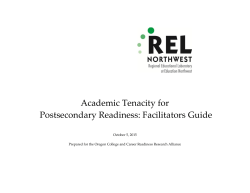 Academic Tenacity for Postsecondary Readiness: Facilitators Guide
