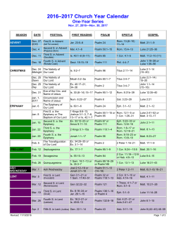 2016 2017 Church Year Calendar
