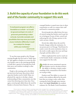 3. Build the capacity of your foundation to do this work and of the