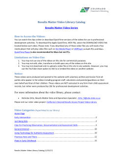 Results Matter Video Library Catalog