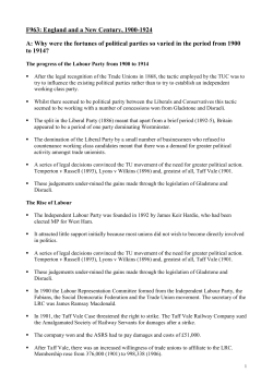 F963: England and a New Century, 1900-1924 A