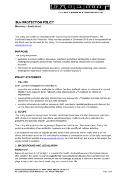 sun protection policy - Lilian Cannam Kindergarten