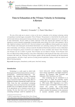Time to Exhaustion at the VO2max Velocity in Swimming: A Review