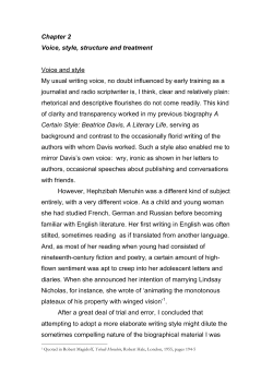 Chapter 2 Voice, style, structure and treatment Voice and style My