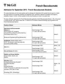 2015 French Baccalaureate Admission Standards