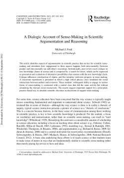 A Dialogic Account of Sense-Making in Scientific Argumentation and