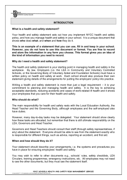 INTRODUCTION What is a health and safety statement? Your health