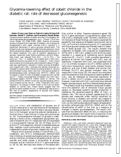 Glycemia-lowering effect of cobalt chloride in the diabetic rat: role of