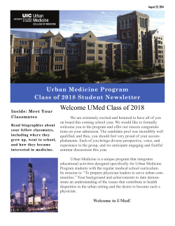 Urban Medicine Program Class of 2018 Student Newsletter