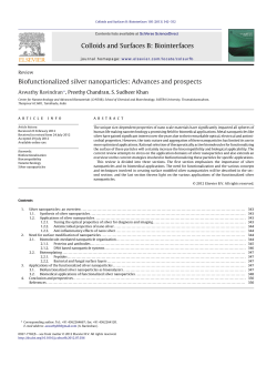 Biofunctionalized silver nanoparticles: Advances and prospects