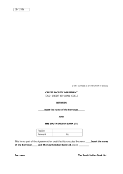 credit facility agreement[cash credit key loan