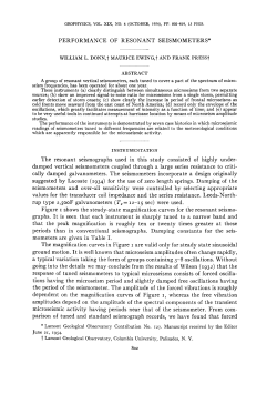 PERFORMANCE OF RESONANT SEISMOMETERS