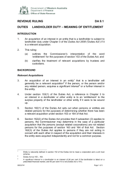 Landholder Duty - Meaning of Entitlement