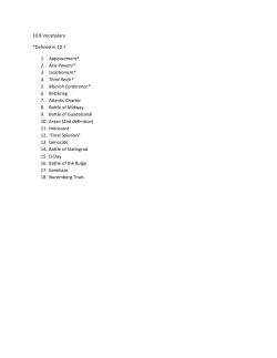 10.8 Vocabulary *Defined in 10.7 1. Appeasement