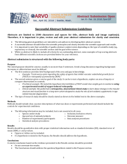 Successful Abstract Submission Guidelines