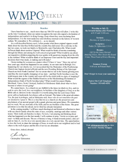 July 08, 2015 - White Memorial Presbyterian Church