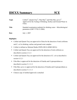 Approval of Colilert, Quanti-Tray, Filta-Max, Filta-Max xpress